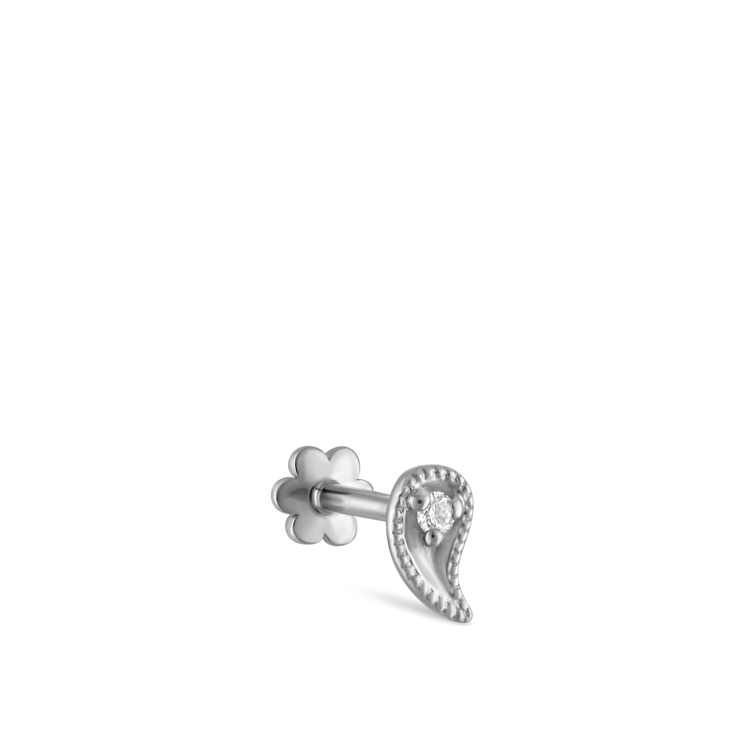 Diamond Paisley Threaded Stud Earring With Titanium Backing - Image 24