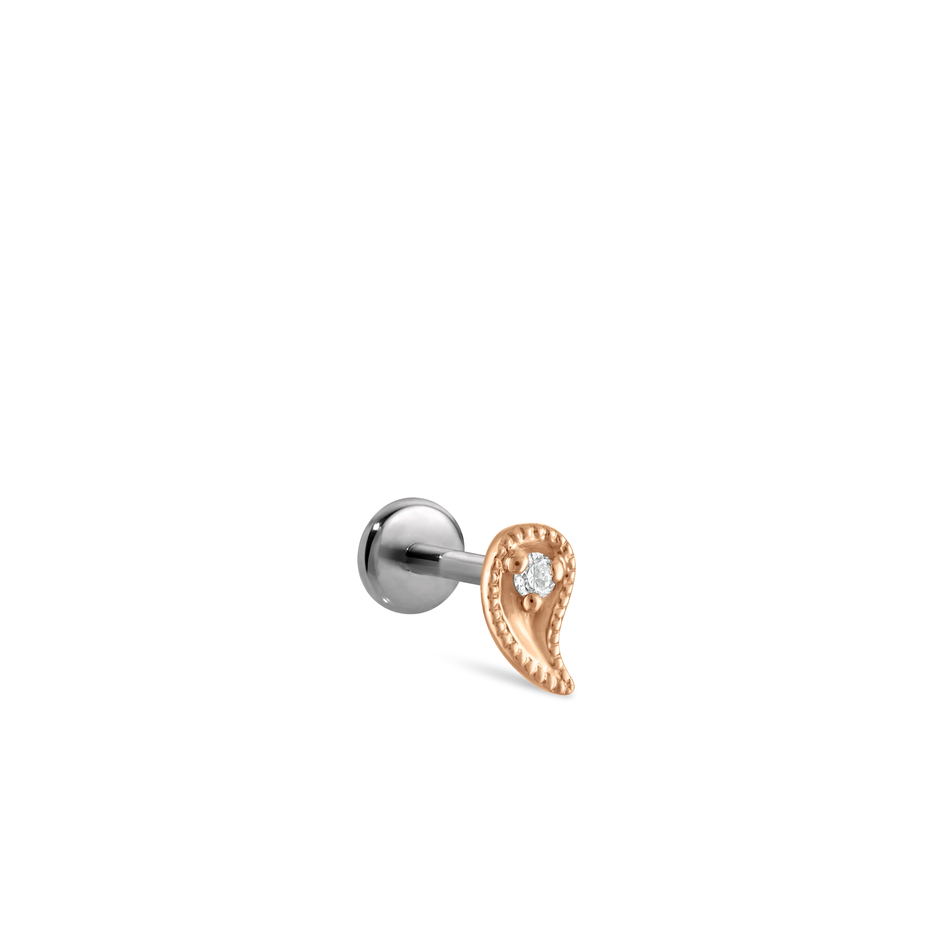 Diamond Paisley Threaded Stud Earring With Titanium Backing - Image 32