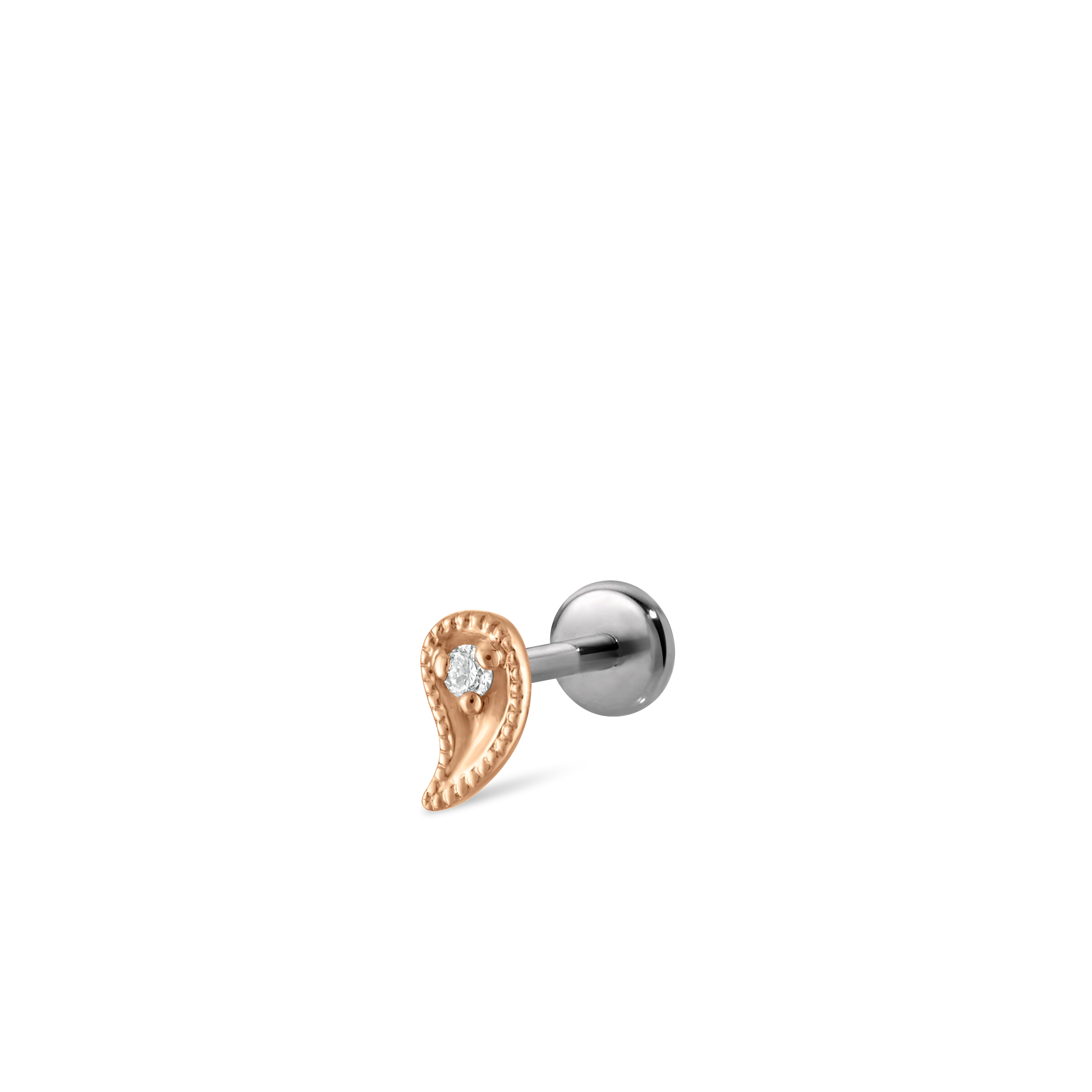 Diamond Paisley Threaded Stud Earring With Titanium Backing - Image 33