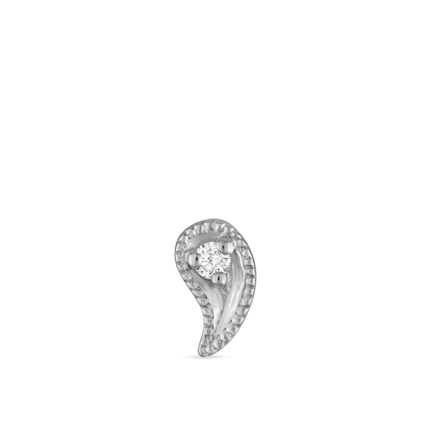 Diamond Paisley Threaded Stud Earring With Titanium Backing - Image 8
