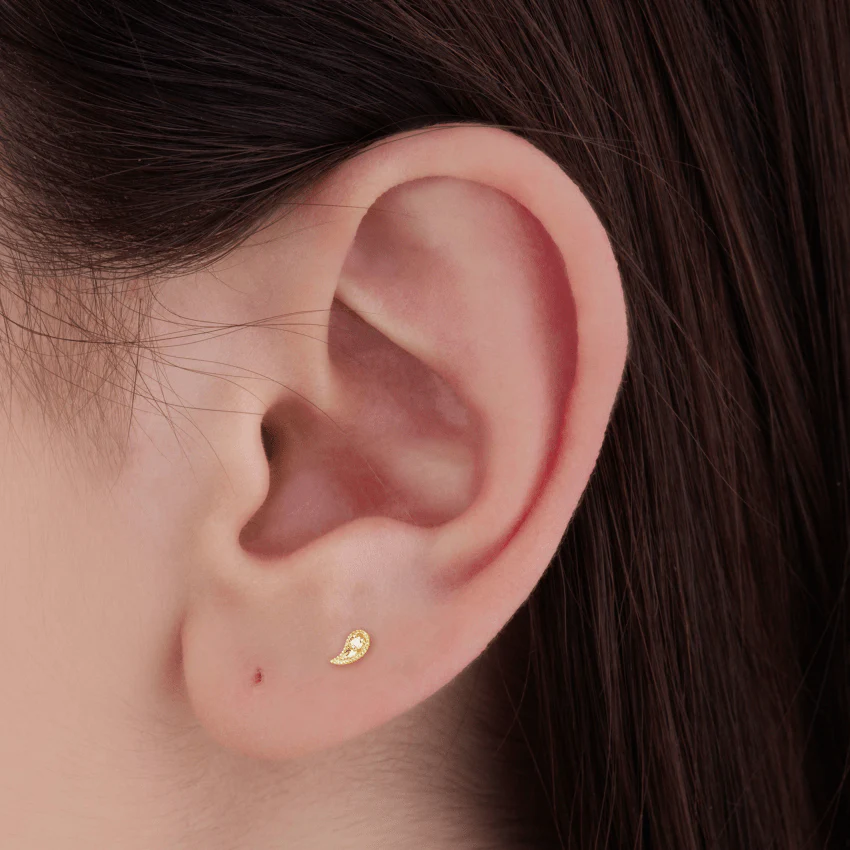 Diamond Paisley Stud Earring - Image 12
