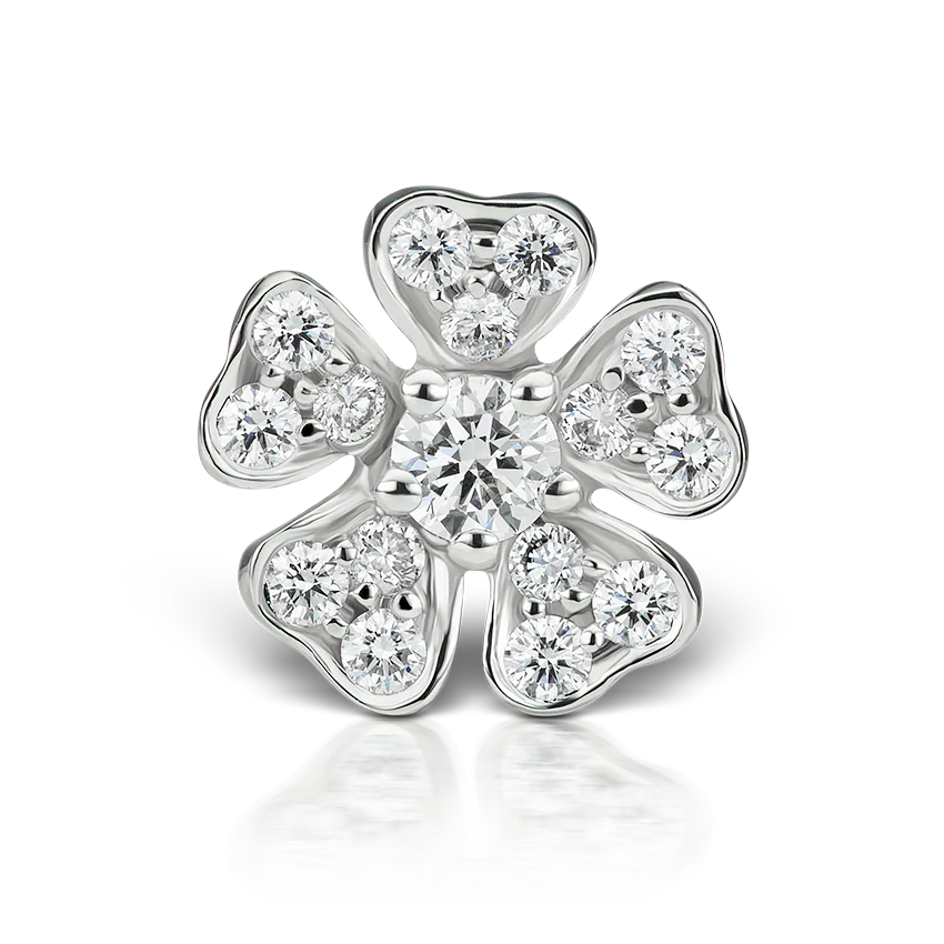 Diamond Pansy Threaded Stud Earring With Titanium Backing - Image 3
