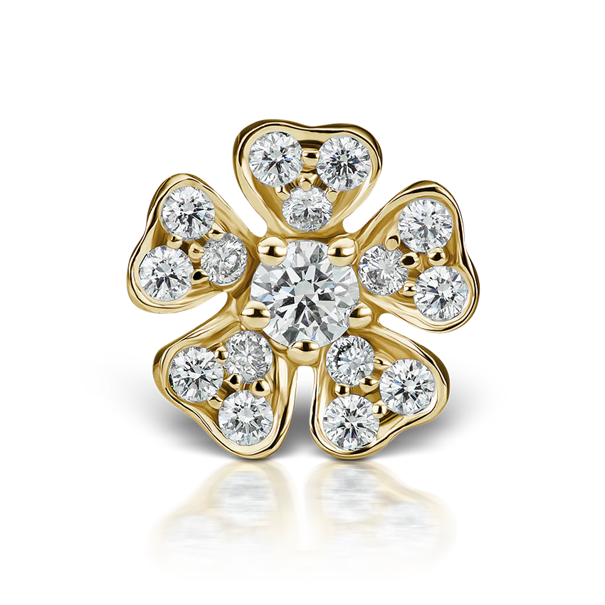 Diamond Pansy Threaded Stud Earring With Titanium Backing - Image 6
