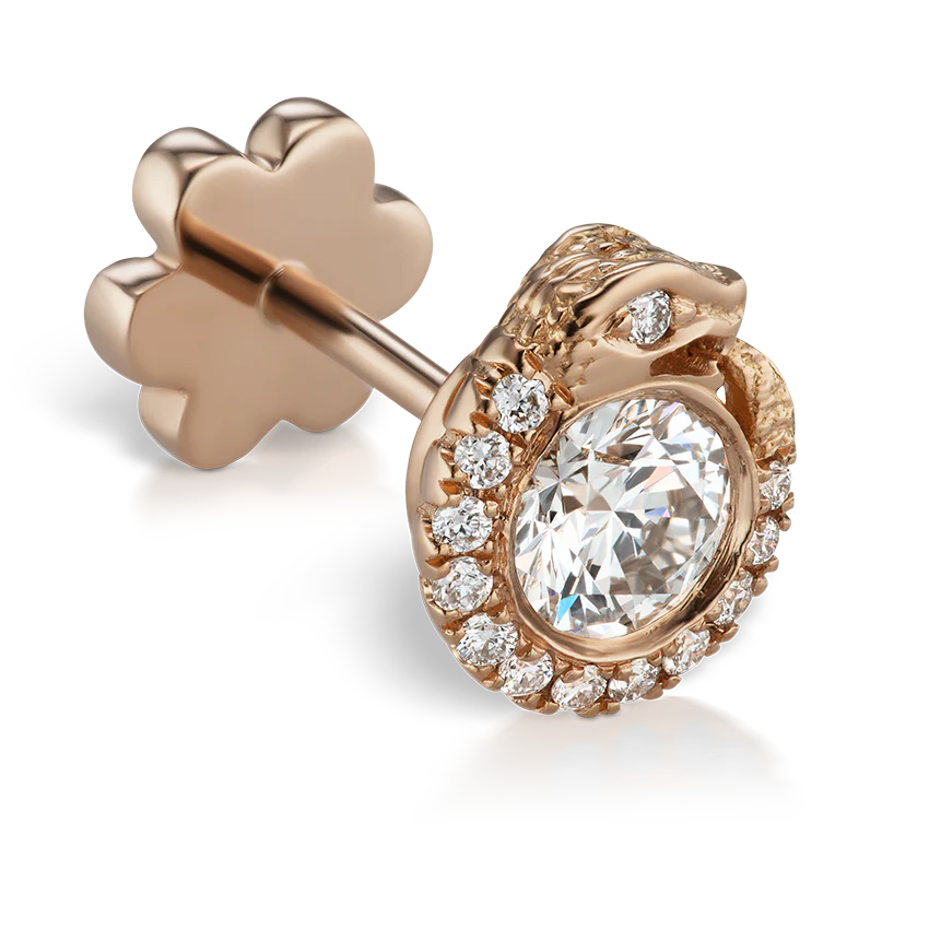 Diamond Pavé Ouroboros Threaded Stud Earring - Image 10