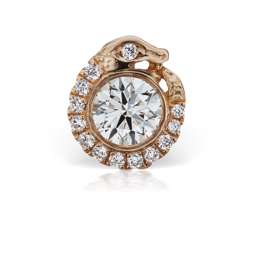 Diamond Pavé Ouroboros Threaded Stud Earring - Image 11
