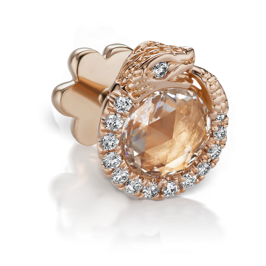 Diamond Pavé Ouroboros Threaded Stud Earring - Image 12