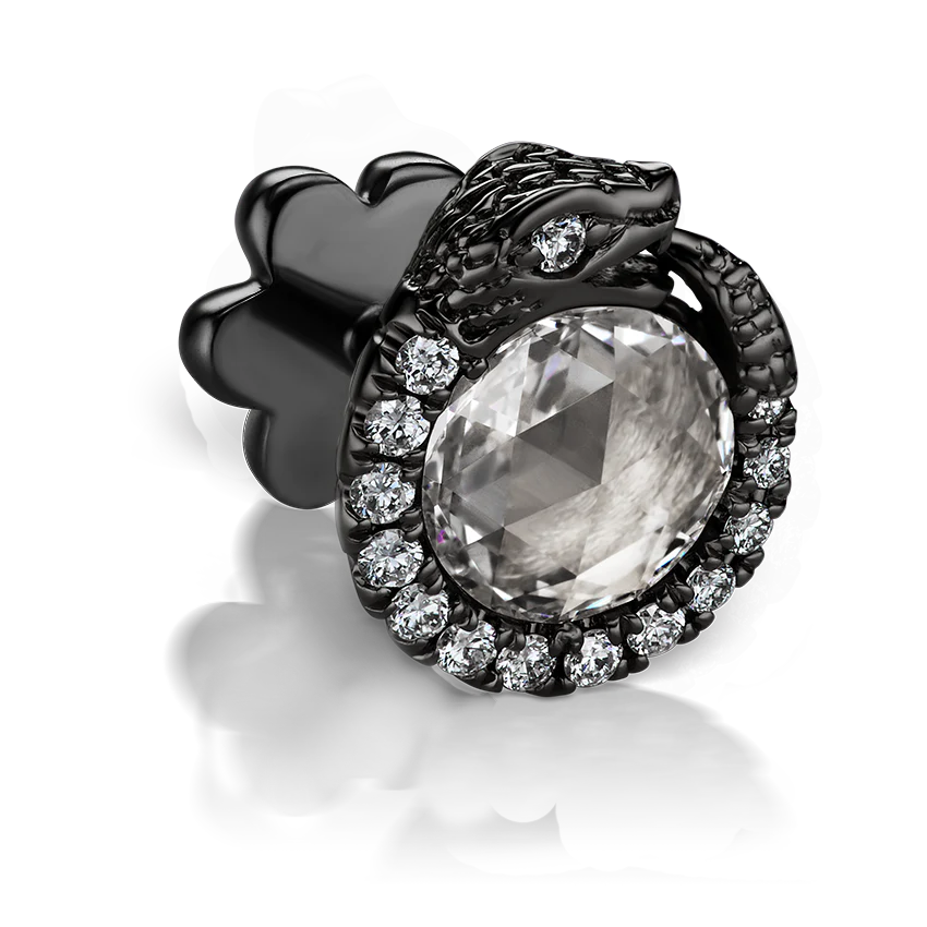 Diamond Pavé Ouroboros Threaded Stud Earring - Image 16