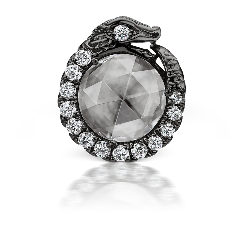Diamond Pavé Ouroboros Threaded Stud Earring - Image 17