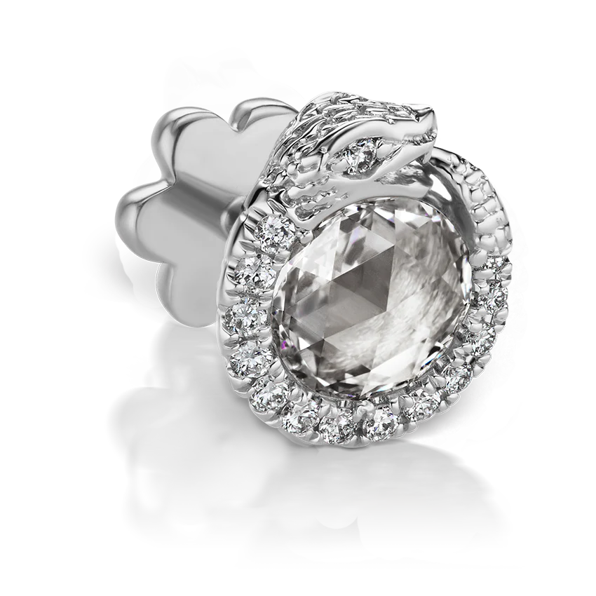 Diamond Pavé Ouroboros Threaded Stud Earring - Image 4