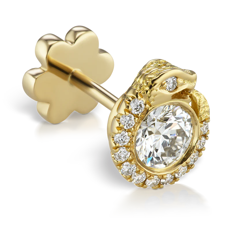 Diamond Pavé Ouroboros Threaded Stud Earring - Image 6