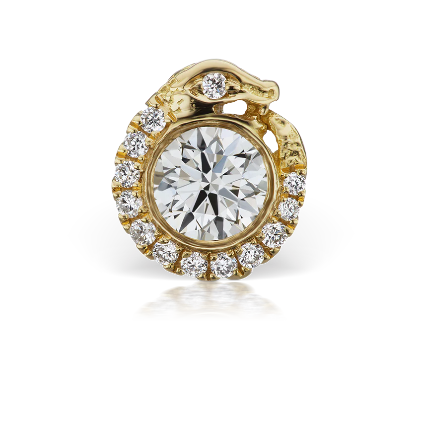 Diamond Pavé Ouroboros Threaded Stud Earring - Image 7