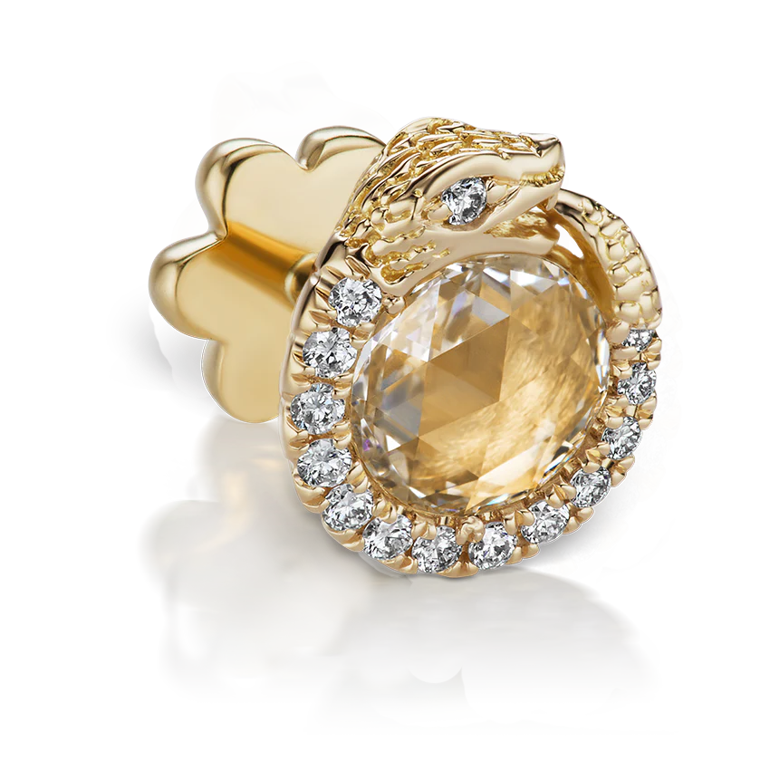 Diamond Pavé Ouroboros Threaded Stud Earring - Image 8