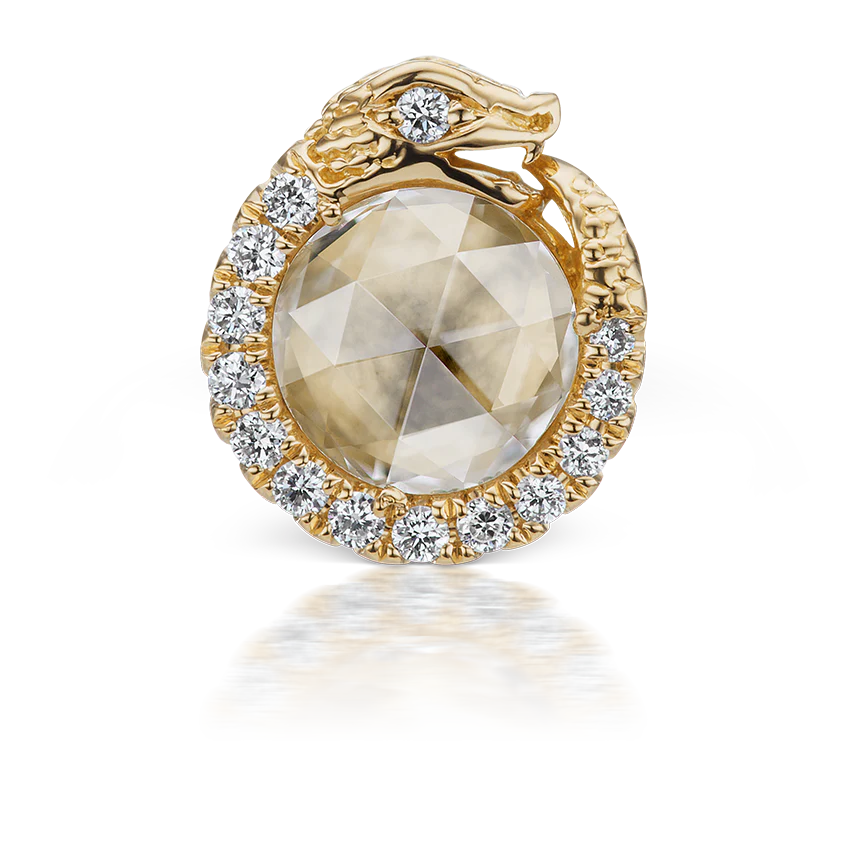 Diamond Pavé Ouroboros Threaded Stud Earring - Image 9