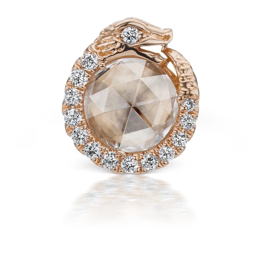 Diamond Pavé Ouroboros Threaded Stud Earring With Titanium Backing - Image 13