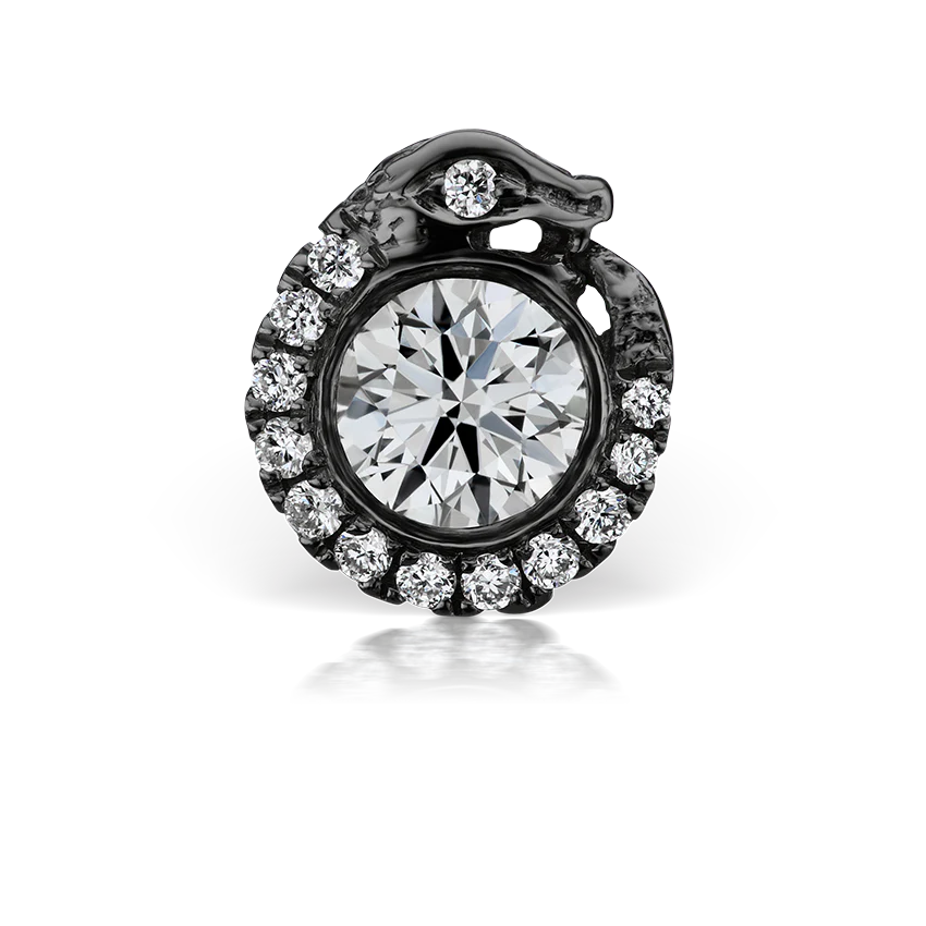 Diamond Pavé Ouroboros Threaded Stud Earring With Titanium Backing - Image 15