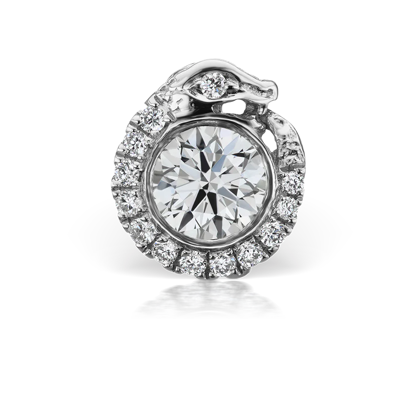 Diamond Pavé Ouroboros Threaded Stud Earring With Titanium Backing - Image 3