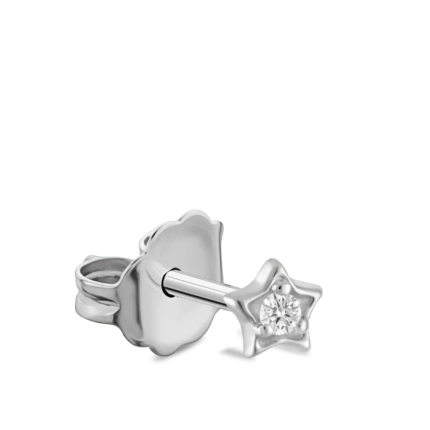 Diamond Solitaire Star Stud Earring - Image 2