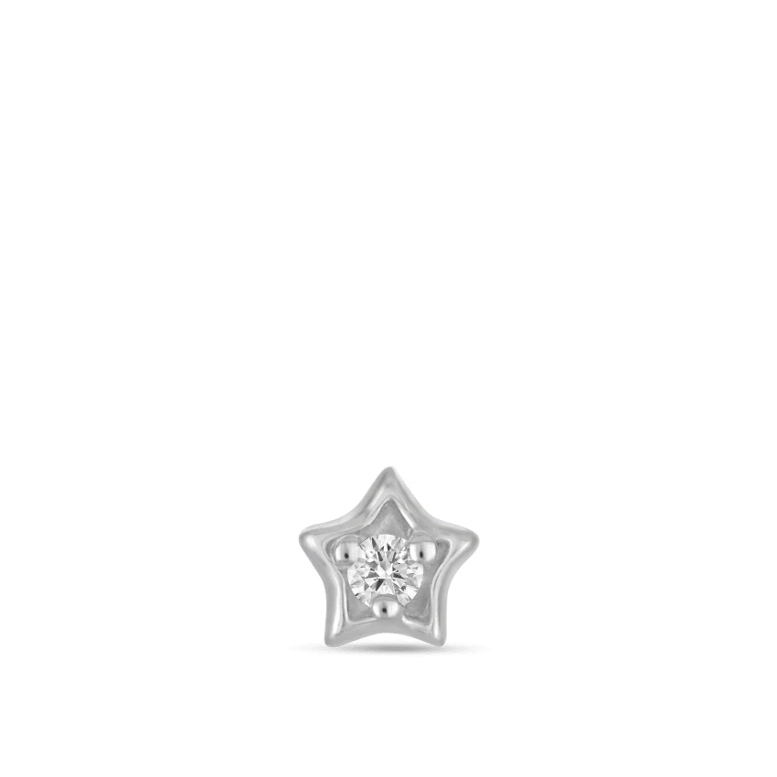 Diamond Solitaire Star Stud Earring - Image 5