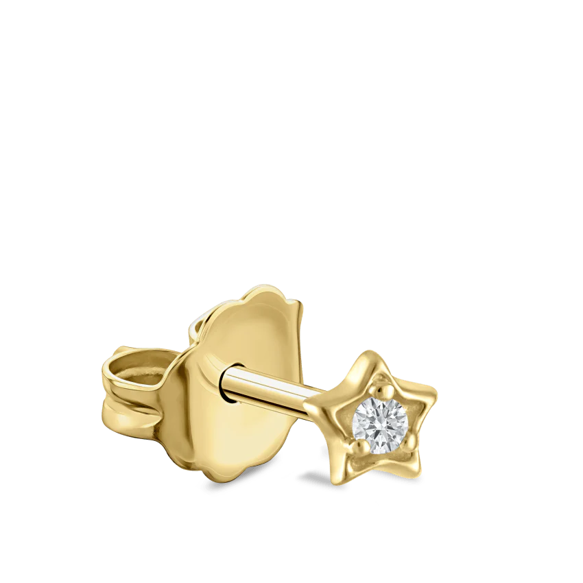 Diamond Solitaire Star Stud Earring - Image 6