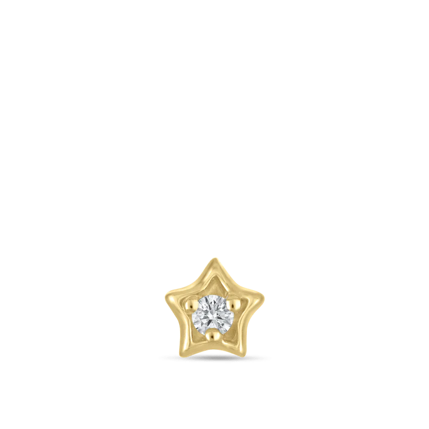 Diamond Solitaire Star Stud Earring - Image 9