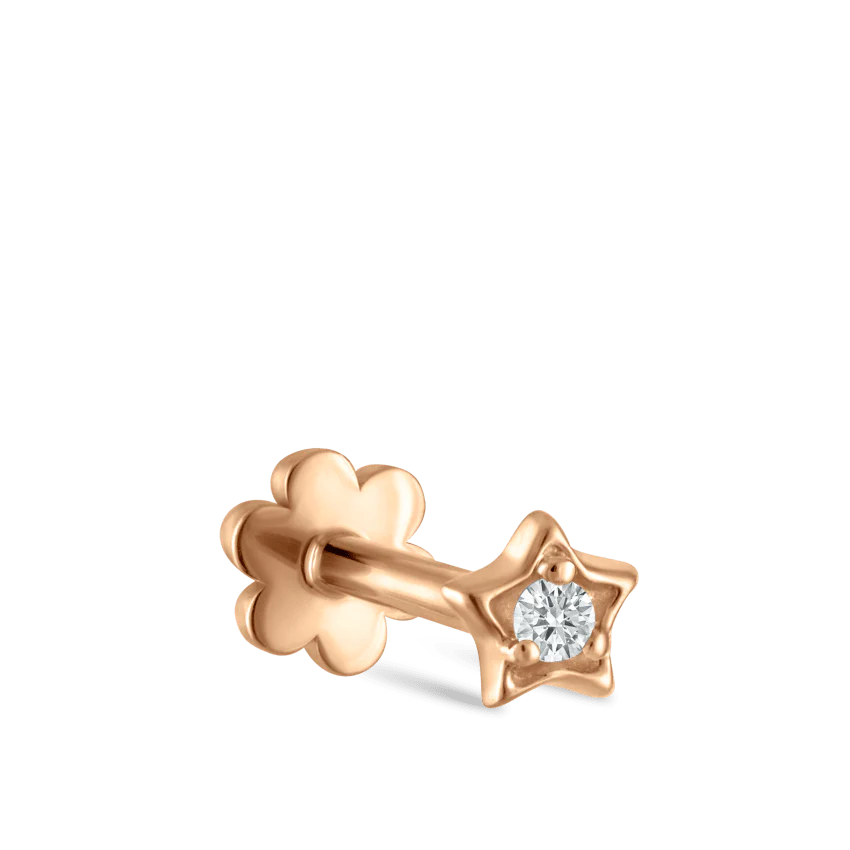 Diamond Solitaire Star Threaded Stud Earring - Image 12