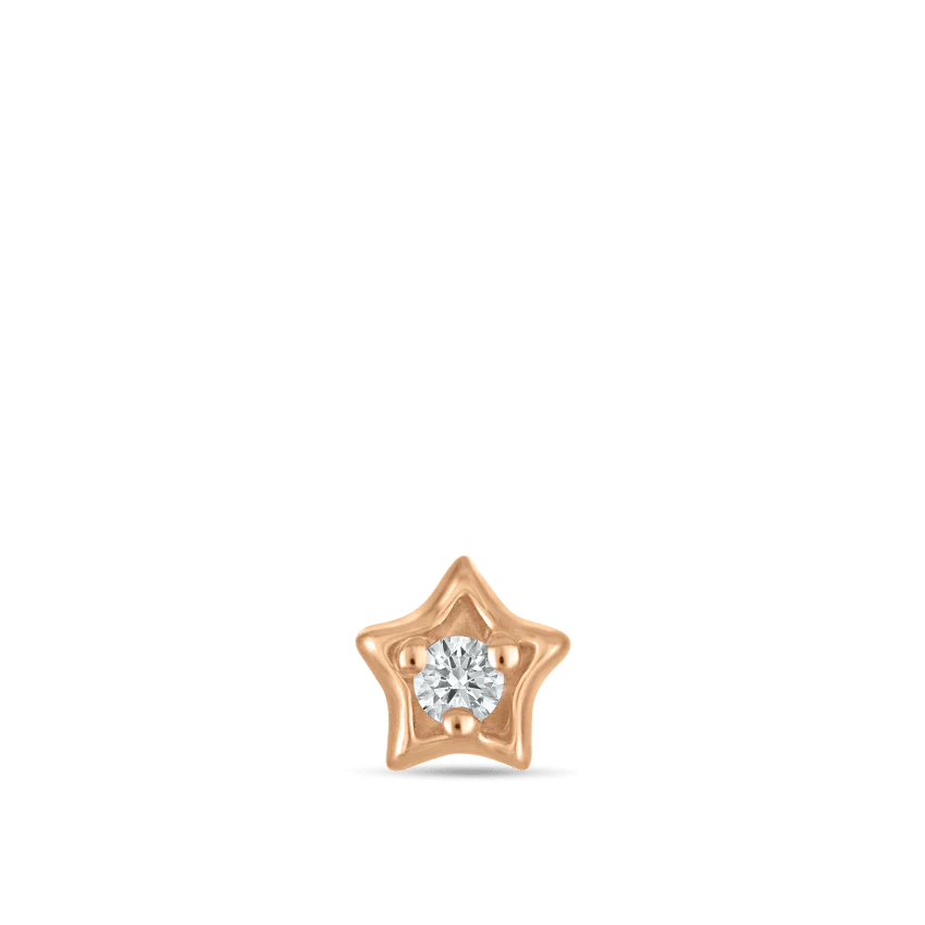 Diamond Solitaire Star Threaded Stud Earring - Image 16
