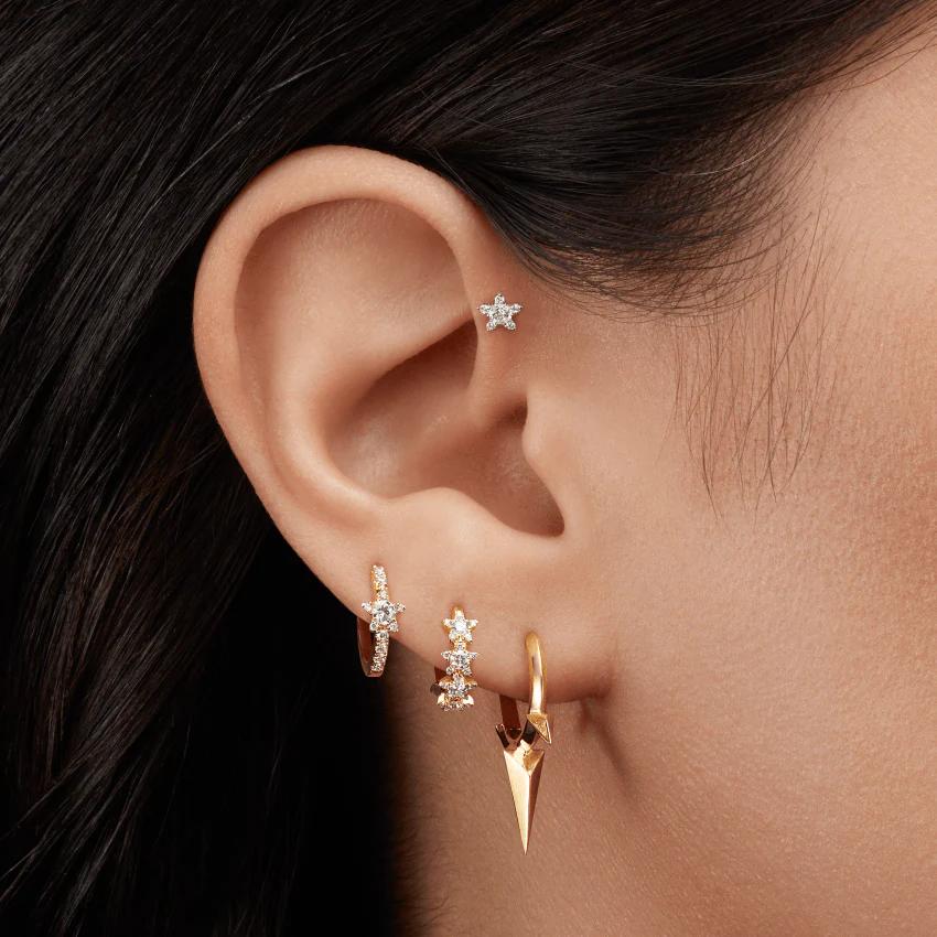 Diamond Star Eternity Hoop Earring - Image 9
