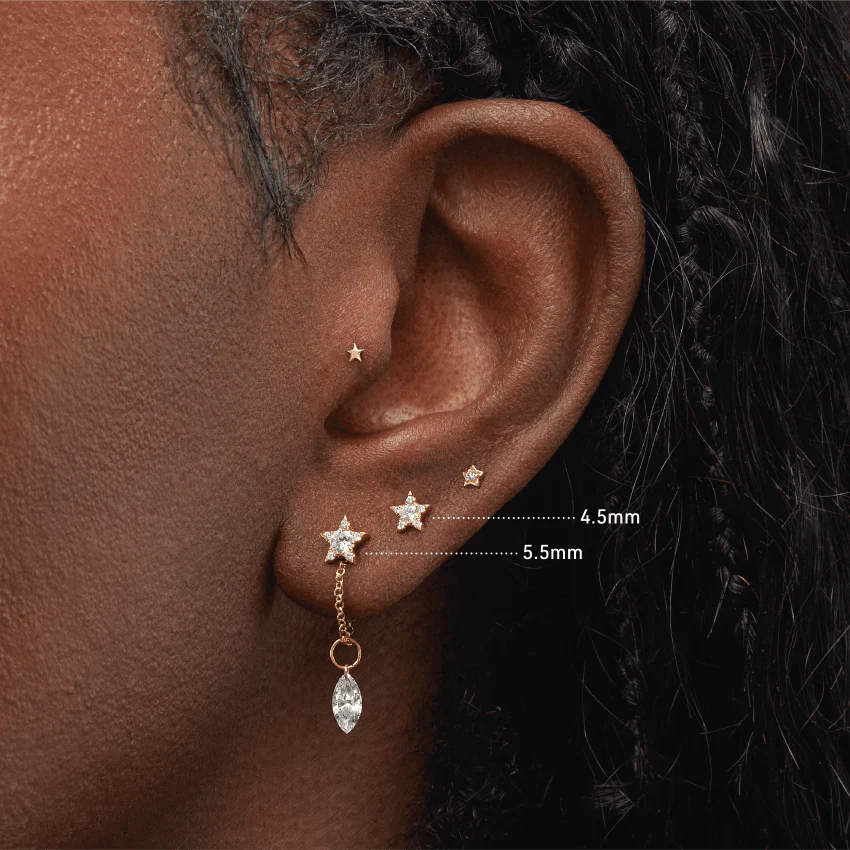 Diamond Star Threaded Stud Earring - Image 23