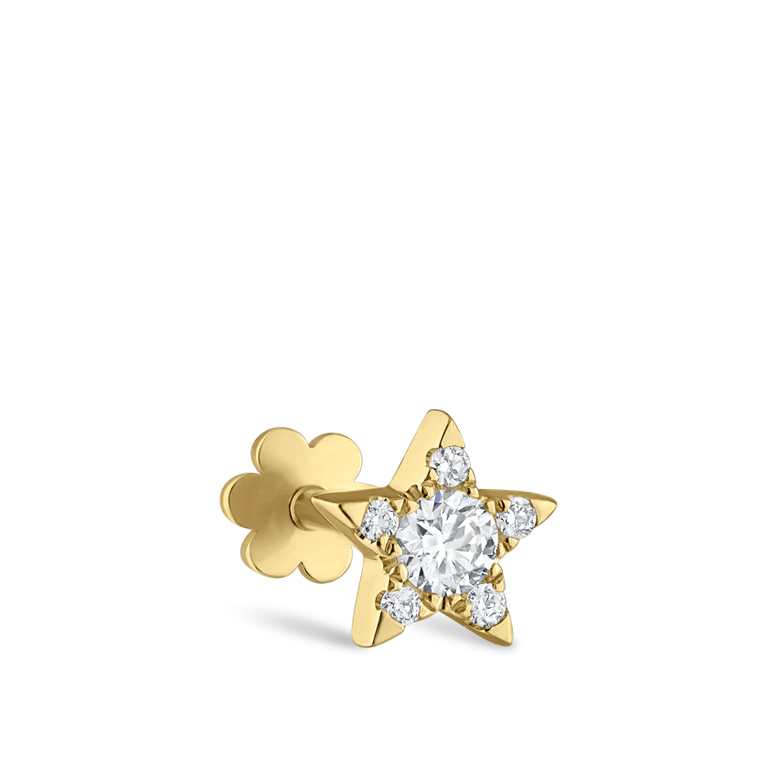 Diamond Star Threaded Stud Earring With Titanium Backing - Image 15