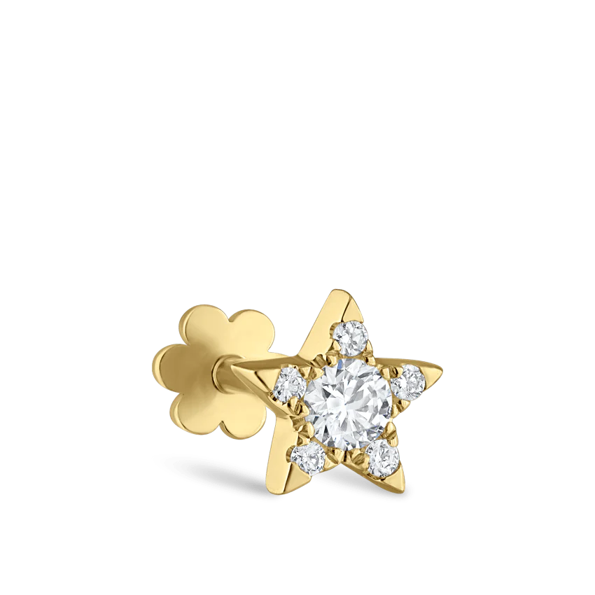 Diamond Star Threaded Stud Earring With Titanium Backing - Image 20