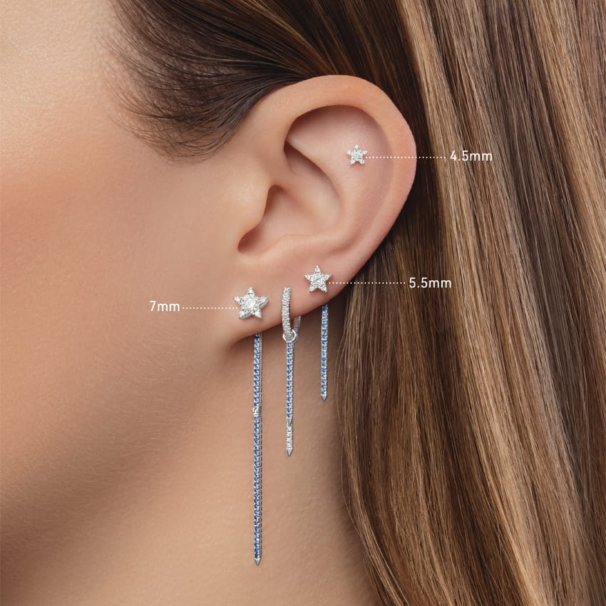 Diamond Star Threaded Stud Earring With Titanium Backing - Image 21