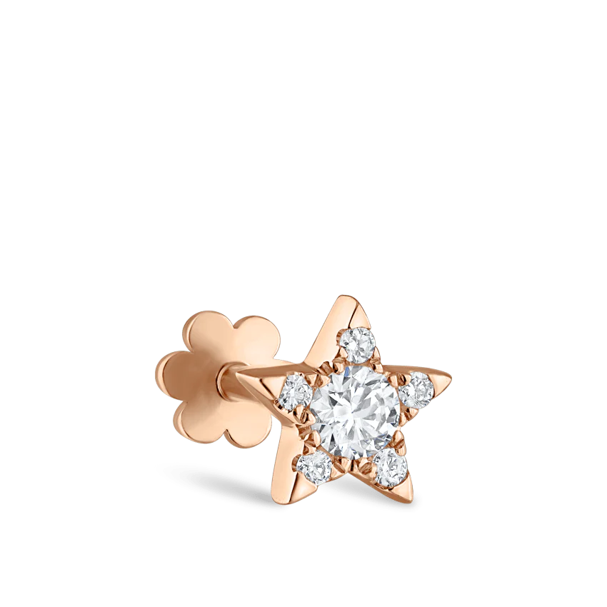 Diamond Star Threaded Stud Earring With Titanium Backing - Image 33