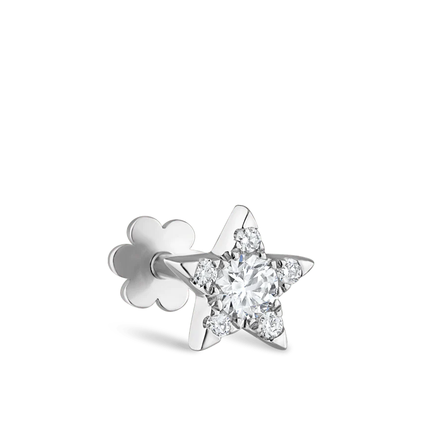 Diamond Star Threaded Stud Earring With Titanium Backing - Image 7