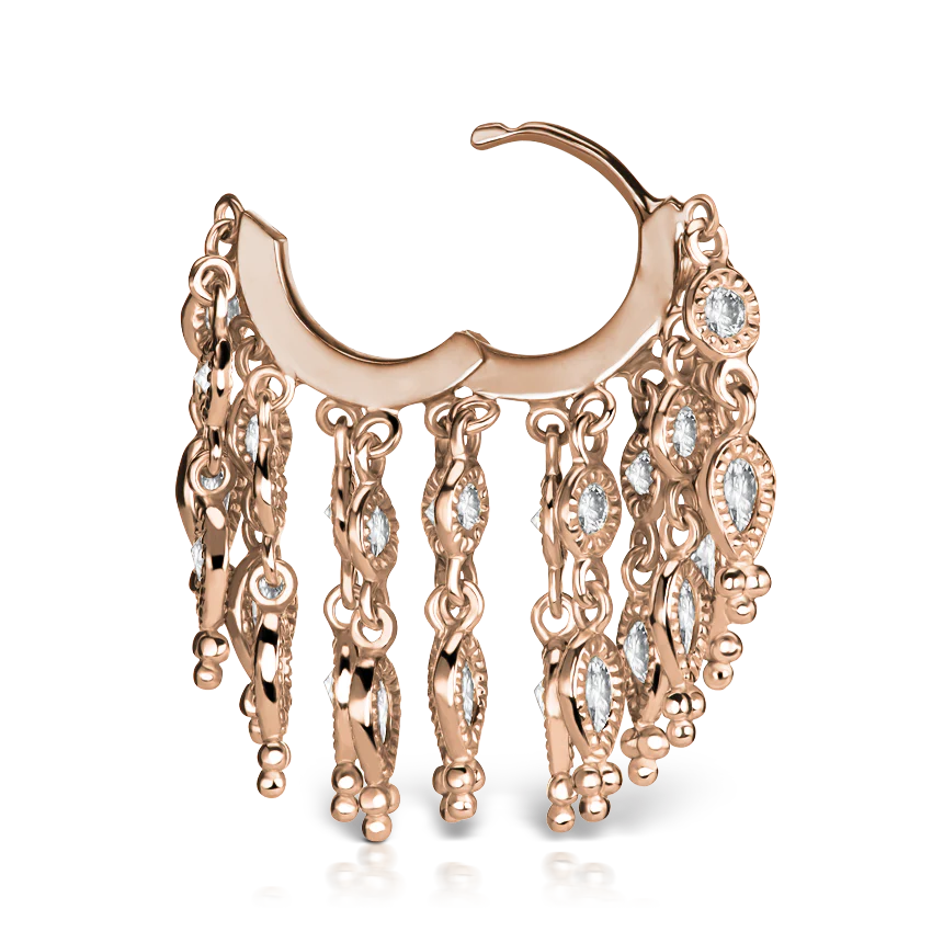 Diamond Tassel Eternity Hoop Earring - Image 20