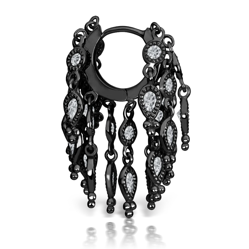 Diamond Tassel Eternity Hoop Earring - Image 27