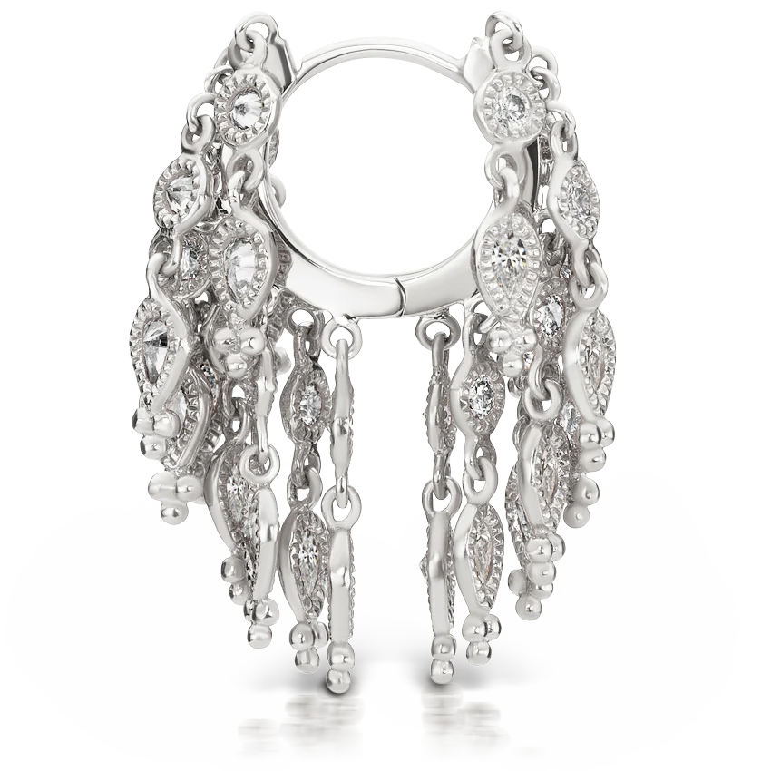 Diamond Tassel Eternity Hoop Earring - Image 6