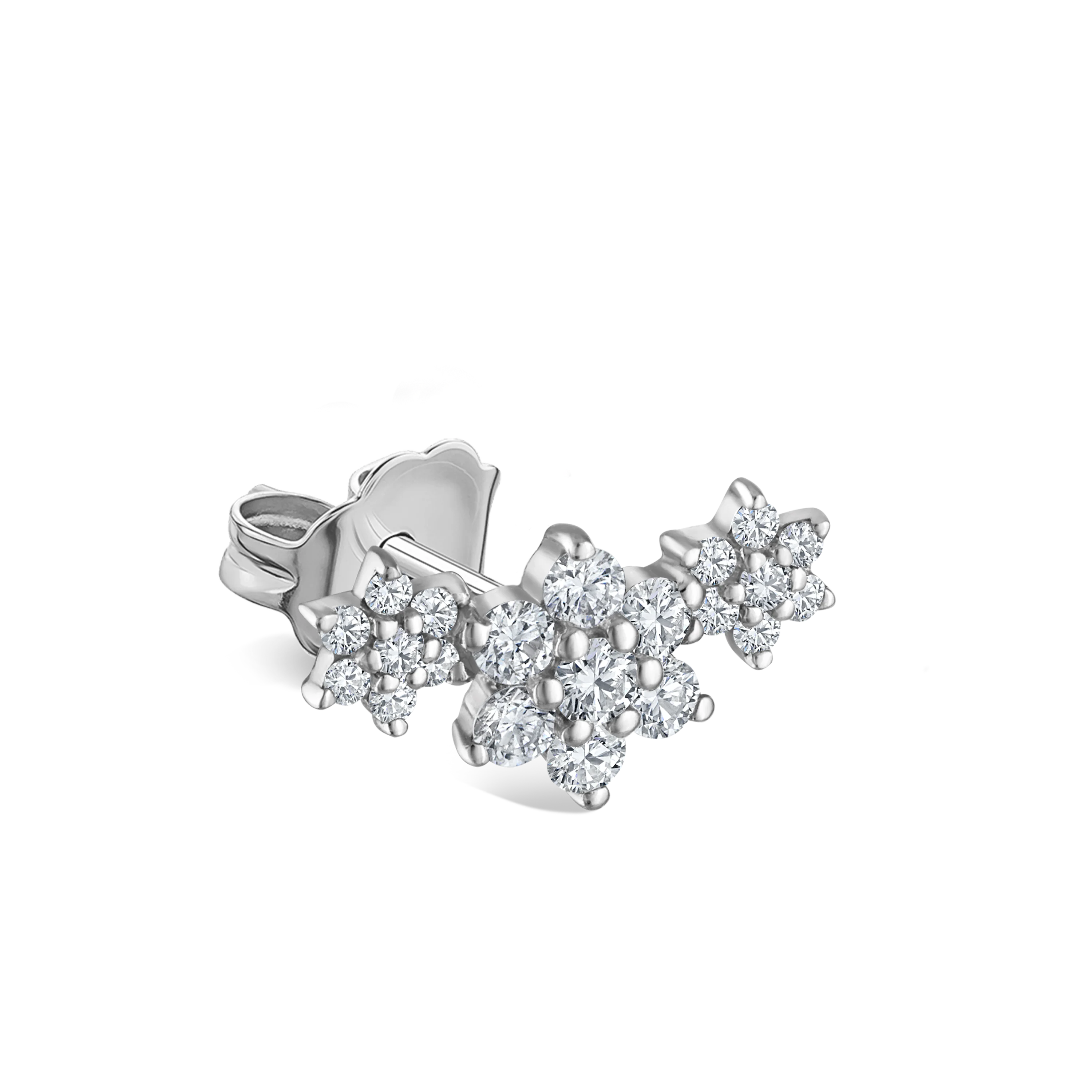 Diamond Three Flower Garland Stud Earring - Image 12