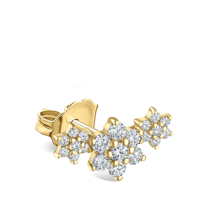 Diamond Three Flower Garland Stud Earring - Image 5