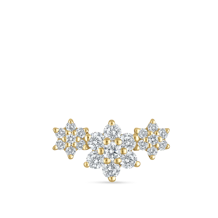 Diamond Three Flower Garland Stud Earring - Image 7