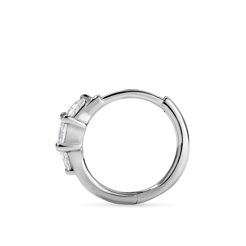 3mm Diamond Princess Triangle Hoop Earring (Non-Rotating) - Image 11
