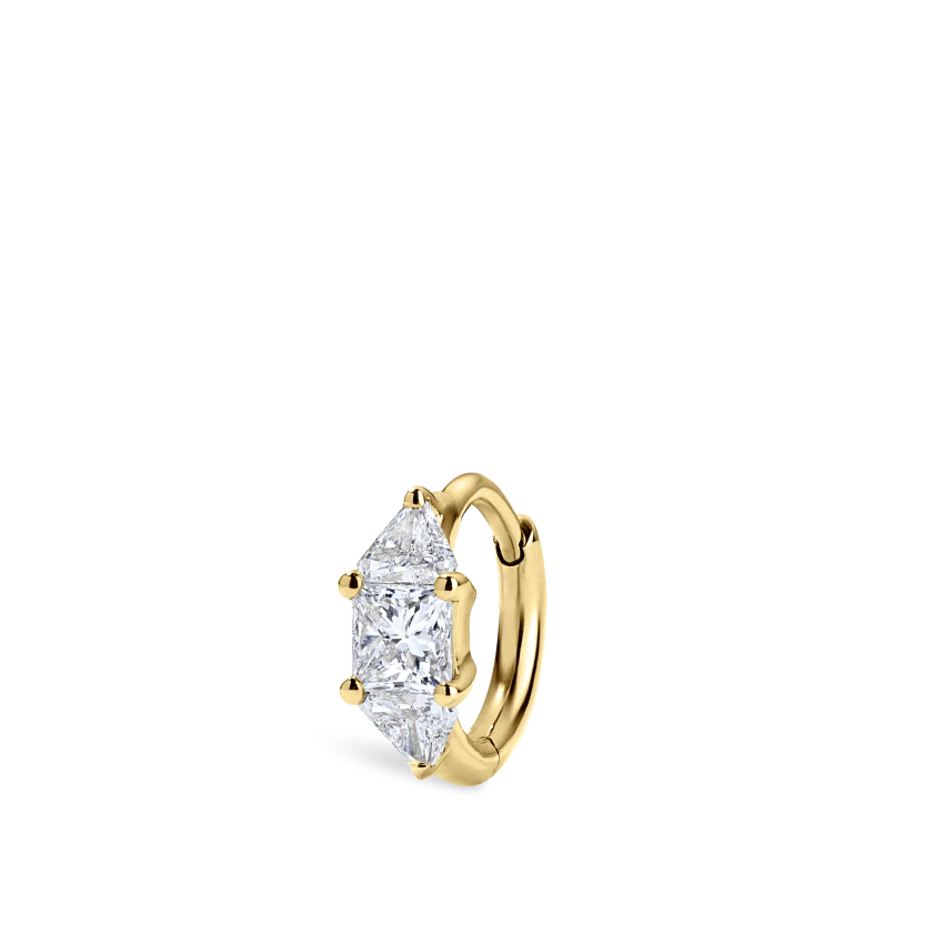 3mm Diamond Princess Triangle Hoop Earring (Non-Rotating) - Image 12