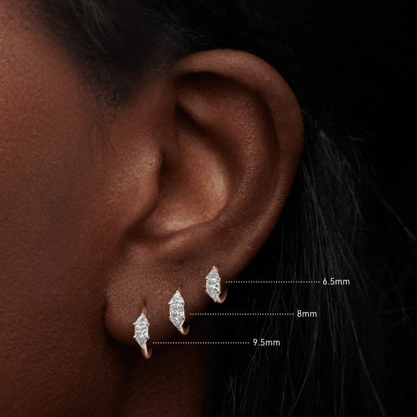 3mm Diamond Princess Triangle Hoop Earring (Non-Rotating) - Image 13