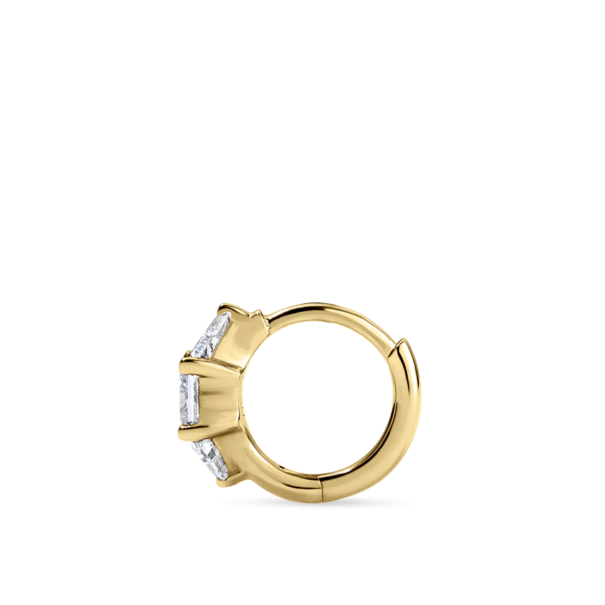 3mm Diamond Princess Triangle Hoop Earring (Non-Rotating) - Image 14