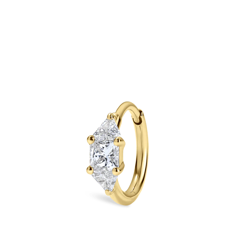 3mm Diamond Princess Triangle Hoop Earring (Non-Rotating) - Image 15