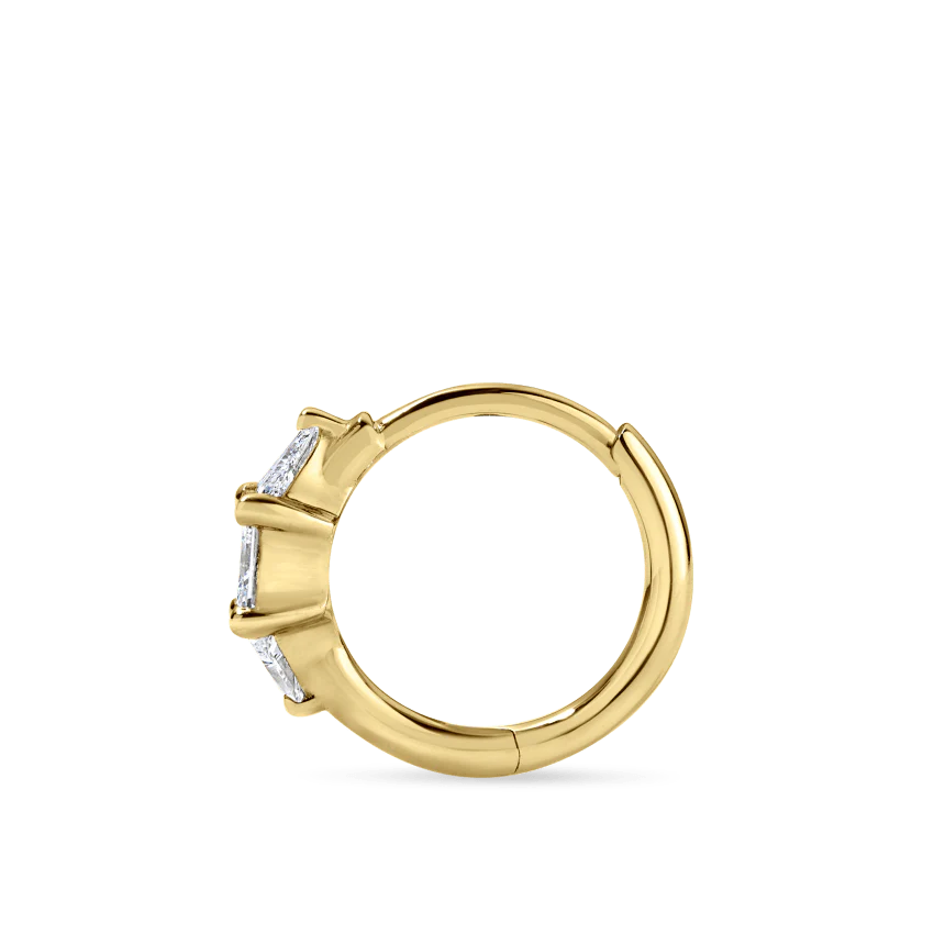 3mm Diamond Princess Triangle Hoop Earring (Non-Rotating) - Image 18