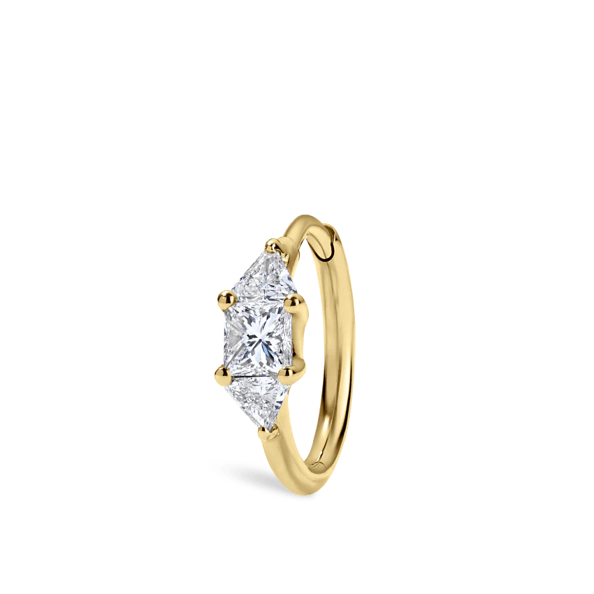 3mm Diamond Princess Triangle Hoop Earring (Non-Rotating) - Image 19