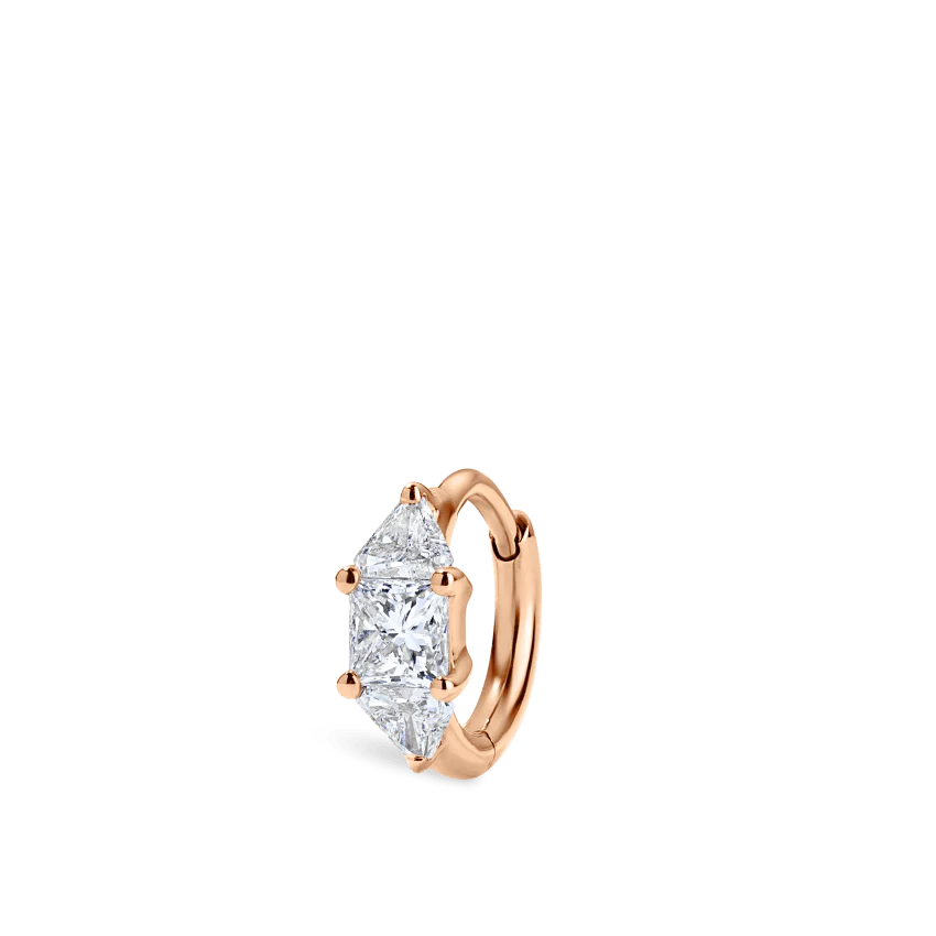 3mm Diamond Princess Triangle Hoop Earring (Non-Rotating) - Image 22