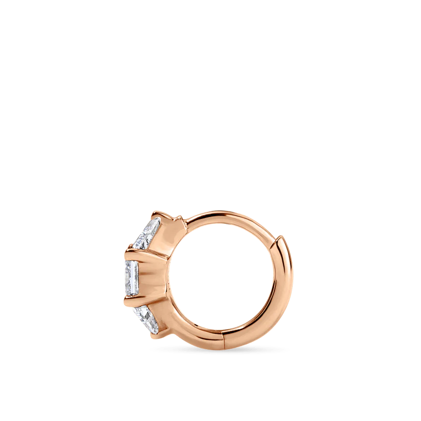 3mm Diamond Princess Triangle Hoop Earring (Non-Rotating) - Image 24