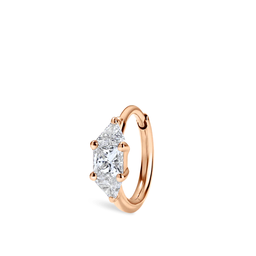 3mm Diamond Princess Triangle Hoop Earring (Non-Rotating) - Image 25