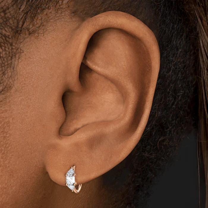 3mm Diamond Princess Triangle Hoop Earring (Non-Rotating) - Image 26